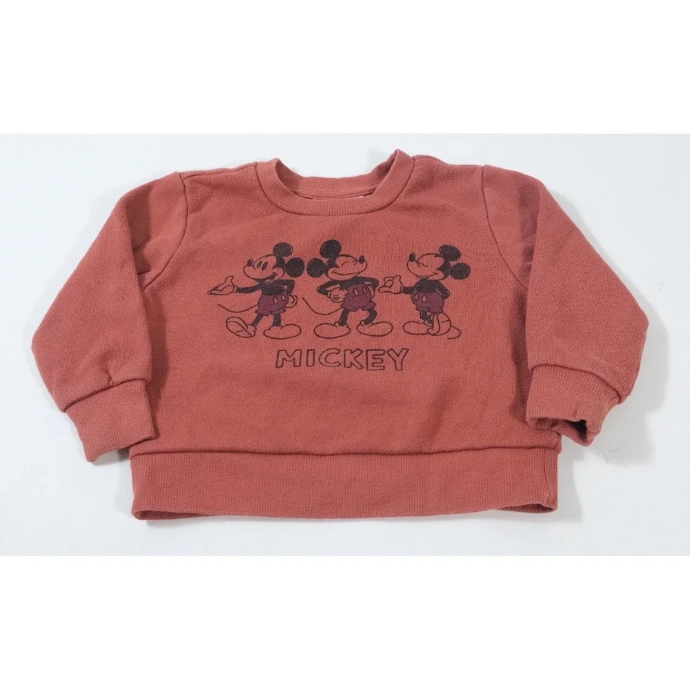 Disney Sweatshirt Kids 18M Rust Mickey‎ Mouse Crewneck Graphic Pullover